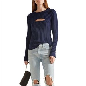 FRAME Denim Cutout Sweater (Navy, XS)